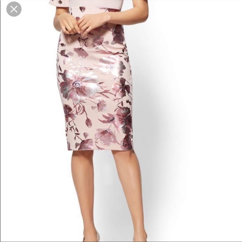New York & Co. Metallic Foil Floral Skirt